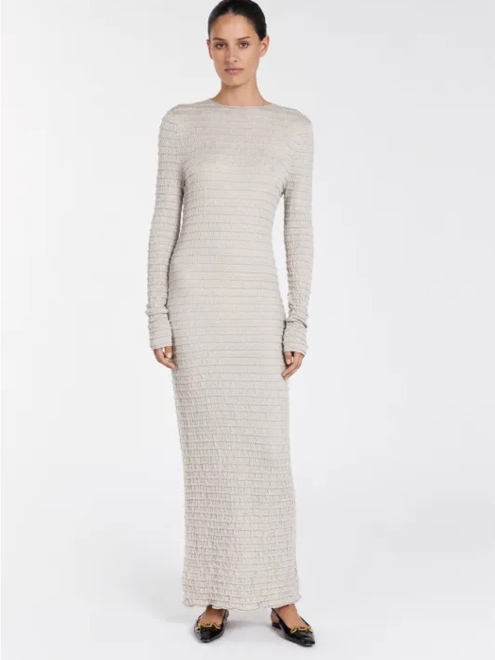 DISSH Chalk knit long sleeve bodycon maxi dress